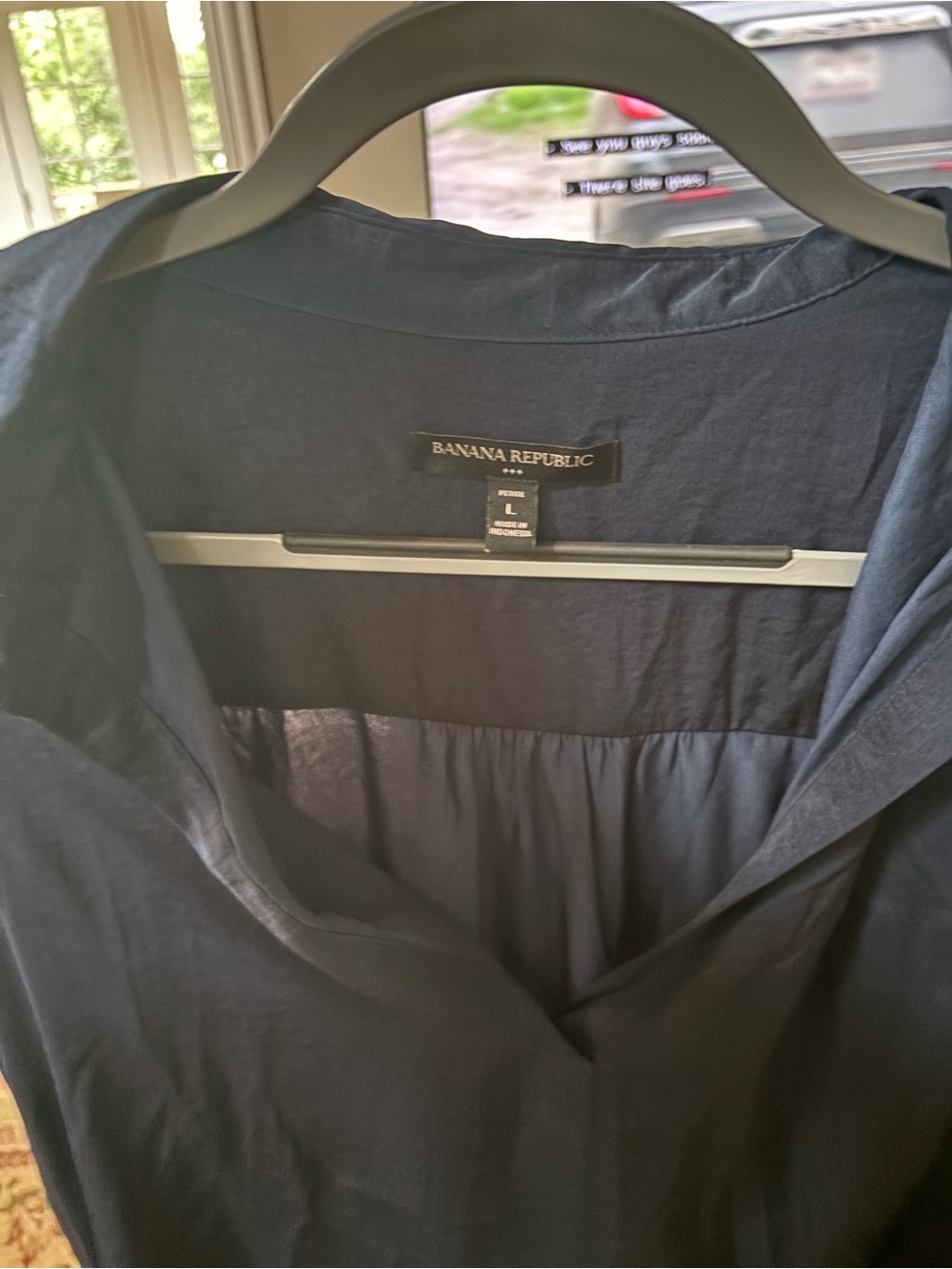 Banana Republic Deep Navy Draped Silk Blouse - Picture 3 of 3